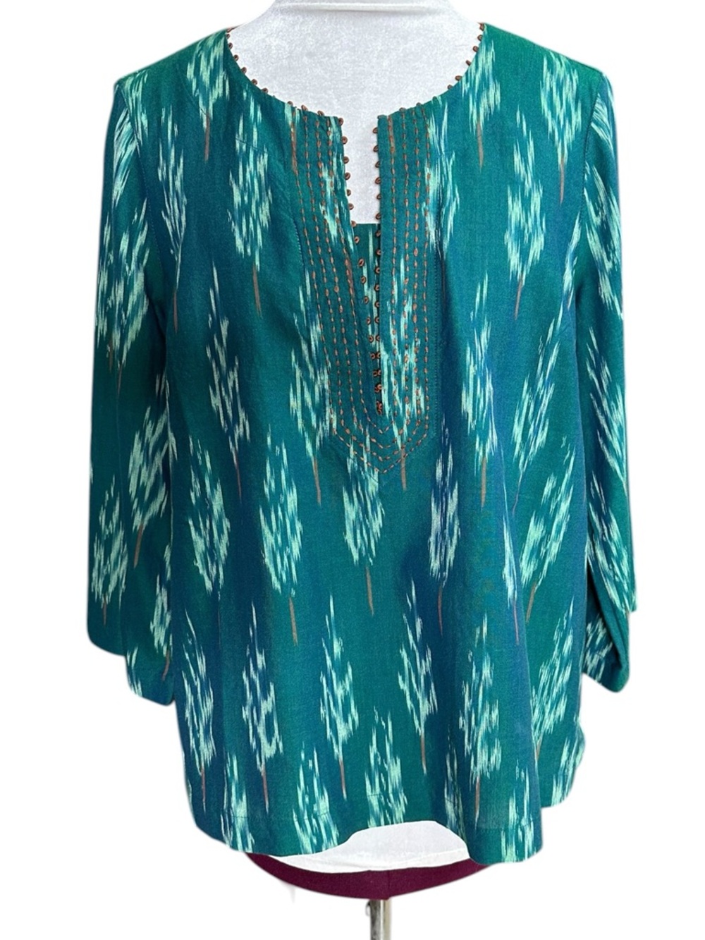 NWT Pure Jill Kantha-Stitched Ikat Top. Size Small Petite.
